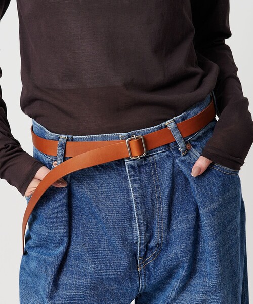 ART BROWN(アートブラウン)の「<ART BROWN>レザー スクエアバックル ベルト(ベルト・レディース・ブラウン系/ブラック・FREE)」の1枚目の写真