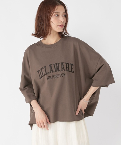 studio CLIP（スタディオクリップ）の「ミニ裏毛ロゴ刺繍半袖プルオーバー（Tシャツ/カットソー・レディース・アイボリー/ネイビー/ブラウン・FREE）」の2枚目の写真