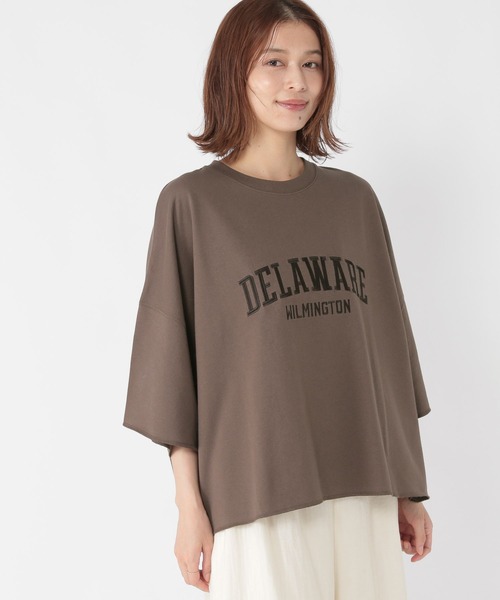 studio CLIP（スタディオクリップ）の「ミニ裏毛ロゴ刺繍半袖プルオーバー（Tシャツ/カットソー・レディース・アイボリー/ネイビー/ブラウン・FREE）」の5枚目の写真