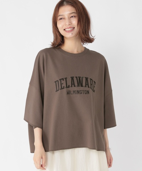 studio CLIP（スタディオクリップ）の「ミニ裏毛ロゴ刺繍半袖プルオーバー（Tシャツ/カットソー・レディース・アイボリー/ネイビー/ブラウン・FREE）」の6枚目の写真