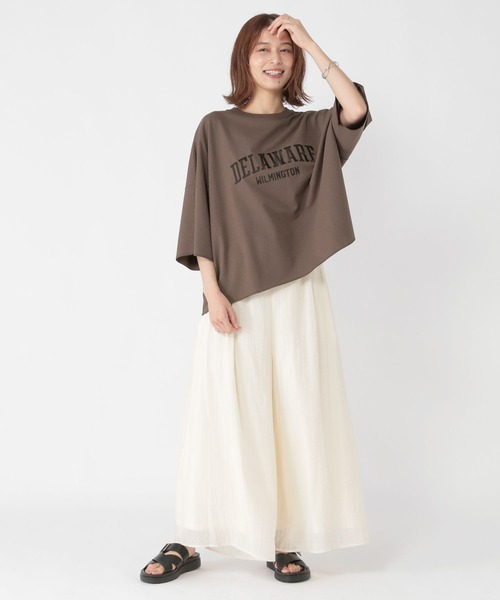 studio CLIP（スタディオクリップ）の「ミニ裏毛ロゴ刺繍半袖プルオーバー（Tシャツ/カットソー・レディース・アイボリー/ネイビー/ブラウン・FREE）」の9枚目の写真