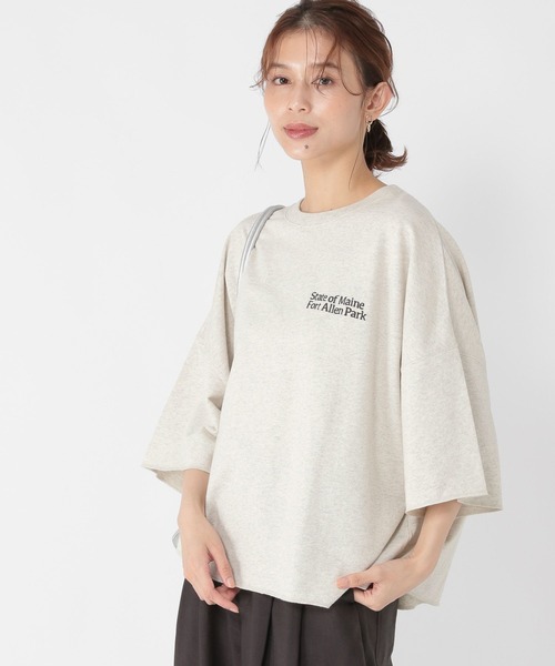 studio CLIP（スタディオクリップ）の「ミニ裏毛ロゴ刺繍半袖プルオーバー（Tシャツ/カットソー・レディース・アイボリー/ネイビー/ブラウン・FREE）」の10枚目の写真