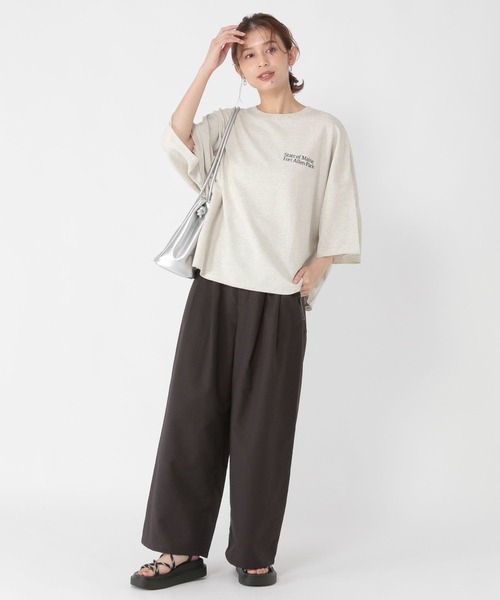 studio CLIP（スタディオクリップ）の「ミニ裏毛ロゴ刺繍半袖プルオーバー（Tシャツ/カットソー・レディース・アイボリー/ネイビー/ブラウン・FREE）」の13枚目の写真