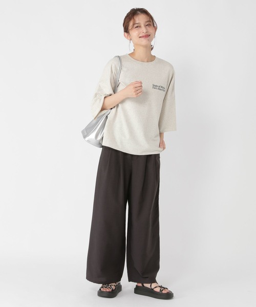 studio CLIP（スタディオクリップ）の「ミニ裏毛ロゴ刺繍半袖プルオーバー（Tシャツ/カットソー・レディース・アイボリー/ネイビー/ブラウン・FREE）」の14枚目の写真