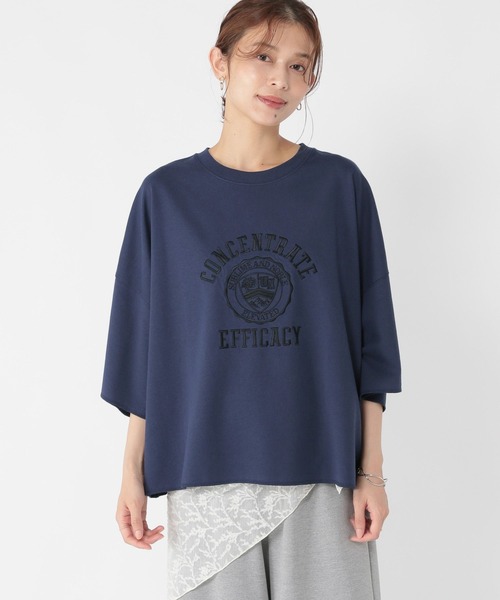 studio CLIP（スタディオクリップ）の「ミニ裏毛ロゴ刺繍半袖プルオーバー（Tシャツ/カットソー・レディース・アイボリー/ネイビー/ブラウン・FREE）」の15枚目の写真