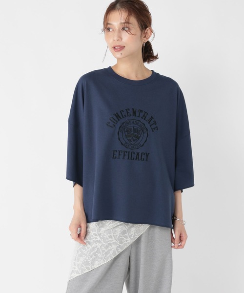 studio CLIP（スタディオクリップ）の「ミニ裏毛ロゴ刺繍半袖プルオーバー（Tシャツ/カットソー・レディース・アイボリー/ネイビー/ブラウン・FREE）」の16枚目の写真