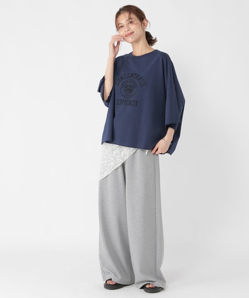 studio CLIP（スタディオクリップ）の「ミニ裏毛ロゴ刺繍半袖プルオーバー（Tシャツ/カットソー・レディース・アイボリー/ネイビー/ブラウン・FREE）」の19枚目の写真