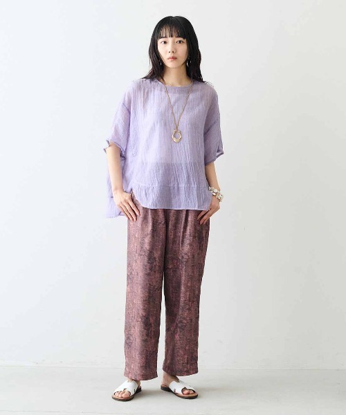 MEDE19F(メデジュウキュウ)の「MEDE19F 軽やかな着心地のシングルガーゼデザイントップス(その他トップス・レディース・ライトパープル/ホワイト/ブラック・LL/L/M/3L)」の5枚目の写真