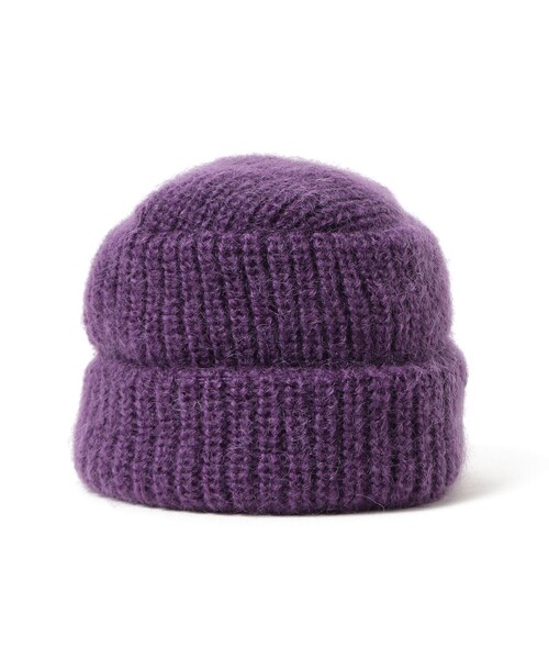 BEAMS BOY（ビームスボーイ）の「【別注】cableami / モヘヤ ワッチキャップ（ニットキャップ/ビーニー・レディース・チャコールグレー/パープル・ONE SIZE）」の2枚目の写真