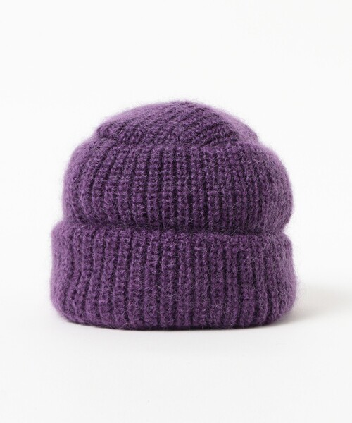 BEAMS BOY（ビームスボーイ）の「【別注】cableami / モヘヤ ワッチキャップ（ニットキャップ/ビーニー・レディース・チャコールグレー/パープル・ONE SIZE）」の10枚目の写真
