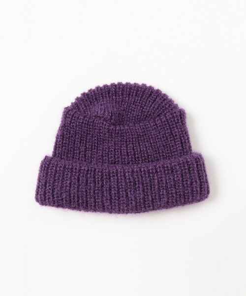BEAMS BOY（ビームスボーイ）の「【別注】cableami / モヘヤ ワッチキャップ（ニットキャップ/ビーニー・レディース・チャコールグレー/パープル・ONE SIZE）」の11枚目の写真