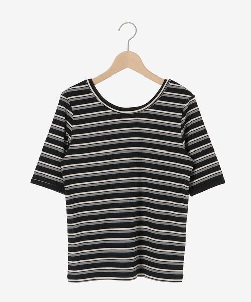 le.coeur blanc(ルクールブラン)の「《手洗い可能》マルチボーダーリブTシャツ(Tシャツ/カットソー・レディース・ブラウン系その他2/ブラック系その他・38)」の15枚目の写真