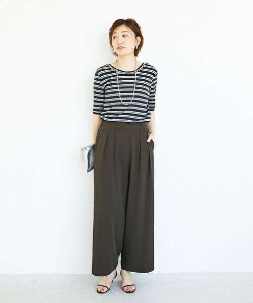 le.coeur blanc(ルクールブラン)の「《手洗い可能》マルチボーダーリブTシャツ(Tシャツ/カットソー・レディース・ブラウン系その他2/ブラック系その他・38)」の20枚目の写真