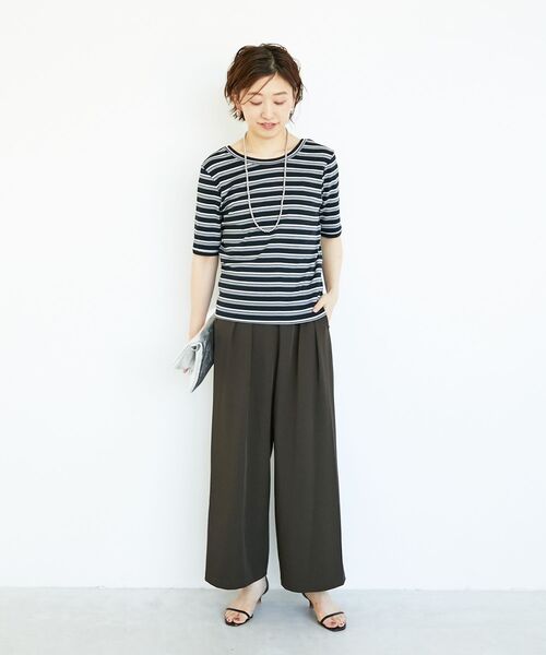 le.coeur blanc(ルクールブラン)の「《手洗い可能》マルチボーダーリブTシャツ(Tシャツ/カットソー・レディース・ブラウン系その他2/ブラック系その他・38)」の21枚目の写真