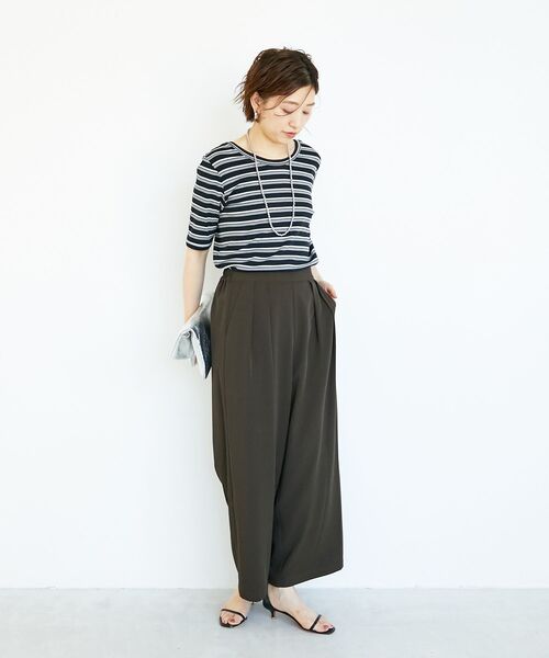 le.coeur blanc(ルクールブラン)の「《手洗い可能》マルチボーダーリブTシャツ(Tシャツ/カットソー・レディース・ブラウン系その他2/ブラック系その他・38)」の22枚目の写真