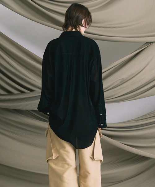 MAISON SPECIAL(メゾンスペシャル)の「《UNISEX》Prime-Over Flocky Print Regular Collar Shirt Coat/プライムオーバーフロッキープリントレギュラーカラーシャツコート【MAISON SPECIAL/メゾンスペシャル】(シャツ/ブラウス・メンズ・グリーン/ブラック/グレー/ゴールド/ライトブルー・0/1/2)」の10枚目の写真