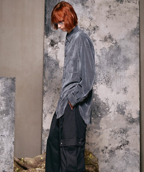 MAISON SPECIAL(メゾンスペシャル)の「《UNISEX》Prime-Over Flocky Print Regular Collar Shirt Coat/プライムオーバーフロッキープリントレギュラーカラーシャツコート【MAISON SPECIAL/メゾンスペシャル】(シャツ/ブラウス・メンズ・グリーン/ブラック/グレー/ゴールド/ライトブルー・0/1/2)」の13枚目の写真