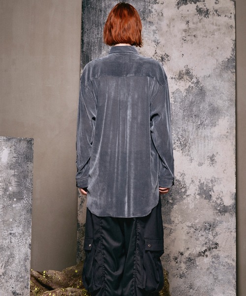 MAISON SPECIAL(メゾンスペシャル)の「《UNISEX》Prime-Over Flocky Print Regular Collar Shirt Coat/プライムオーバーフロッキープリントレギュラーカラーシャツコート【MAISON SPECIAL/メゾンスペシャル】(シャツ/ブラウス・メンズ・グリーン/ブラック/グレー/ゴールド/ライトブルー・0/1/2)」の14枚目の写真