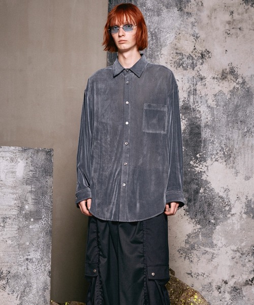 MAISON SPECIAL(メゾンスペシャル)の「《UNISEX》Prime-Over Flocky Print Regular Collar Shirt Coat/プライムオーバーフロッキープリントレギュラーカラーシャツコート【MAISON SPECIAL/メゾンスペシャル】(シャツ/ブラウス・メンズ・グリーン/ブラック/グレー/ゴールド/ライトブルー・0/1/2)」の12枚目の写真