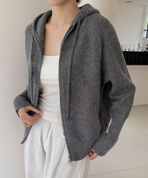 フーデッド ニットパーカー