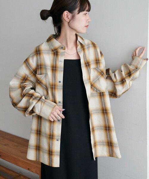 【ACUTA】オンブレーチェックオーバーシャツ¥16,500 ACUTA アクータ】【PREORDER】オンブレーチェックオーバーシャツ