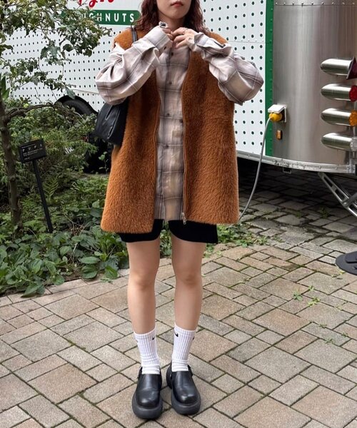 DISCOAT（ディスコート）の「【ユニセックス】オンブレチェックオーバーシャツ（シャツ/ブラウス・レディース・ブラウン/イエロー/アイボリー・FREE）」の18枚目の写真