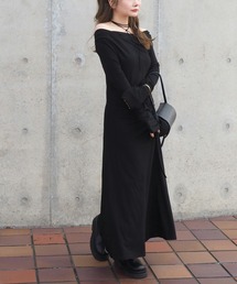 drape nuance long dress /ドレープニュアンス長袖ロングワンピース