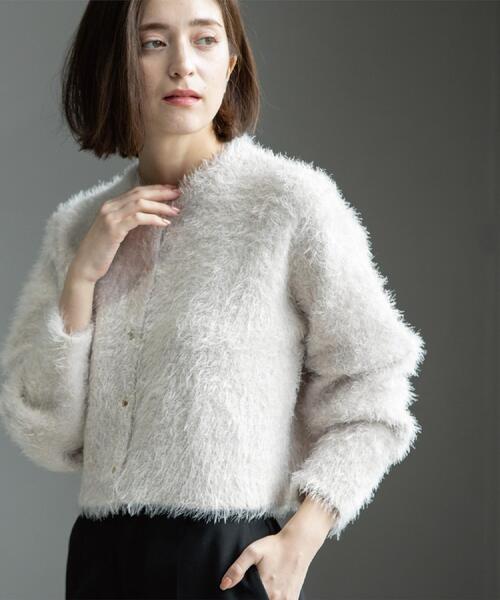 セール】シャギーショートカーディガン【洗濯機OK】《6col