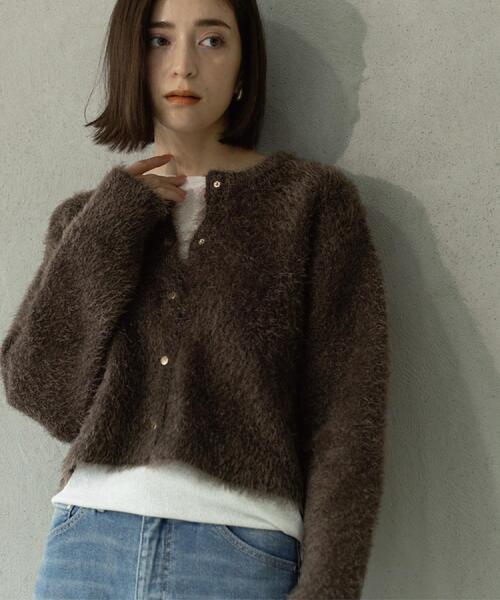 セール】シャギーショートカーディガン【洗濯機OK】《6col