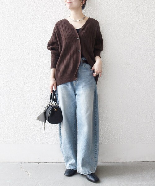 SHIPS any:〈手洗い可能〉ヤク ワイドリブ Vネック ニット