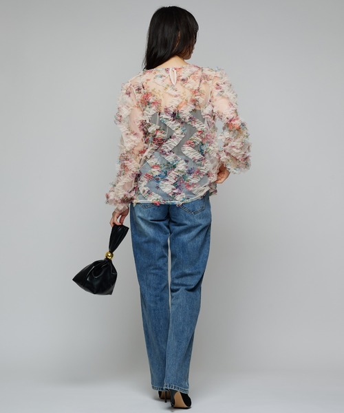 Narcissus（ナルシス）の「フラワーフリルブラウス/チュールプリント《動画あり》（シャツ/ブラウス・レディース・ブラック/アイボリー・FREE）」の14枚目の写真