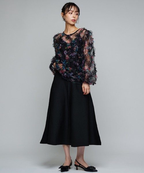 Narcissus（ナルシス）の「フラワーフリルブラウス/チュールプリント《動画あり》（シャツ/ブラウス・レディース・ブラック/アイボリー・FREE）」の15枚目の写真