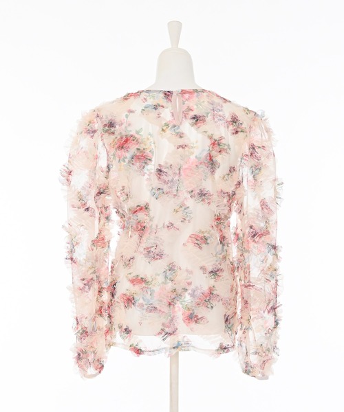 Narcissus（ナルシス）の「フラワーフリルブラウス/チュールプリント《動画あり》（シャツ/ブラウス・レディース・ブラック/アイボリー・FREE）」の6枚目の写真