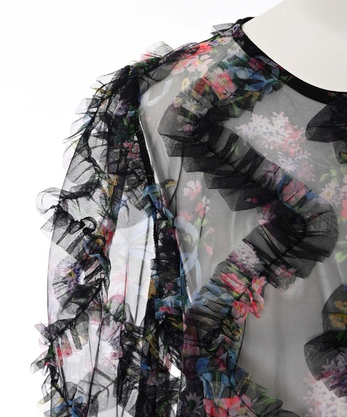 Narcissus（ナルシス）の「フラワーフリルブラウス/チュールプリント《動画あり》（シャツ/ブラウス・レディース・ブラック/アイボリー・FREE）」の9枚目の写真