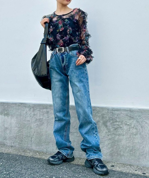 Narcissus（ナルシス）の「フラワーフリルブラウス/チュールプリント《動画あり》（シャツ/ブラウス・レディース・ブラック/アイボリー・FREE）」の16枚目の写真