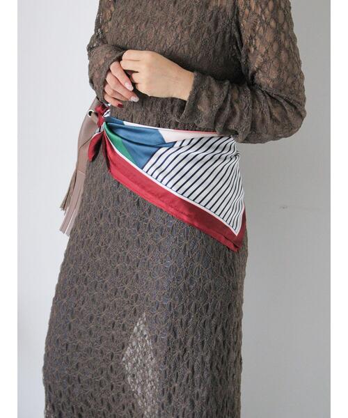 ehka sopo（エヘカソポ）の「ボーダー柄スカーフ（ストール/ショール・レディース・オフホワイト・F）」の8枚目の写真