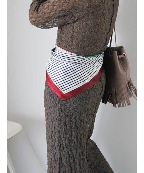 ehka sopo（エヘカソポ）の「ボーダー柄スカーフ（ストール/ショール・レディース・オフホワイト・F）」の9枚目の写真