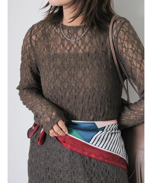 ehka sopo（エヘカソポ）の「ボーダー柄スカーフ（ストール/ショール・レディース・オフホワイト・F）」の12枚目の写真