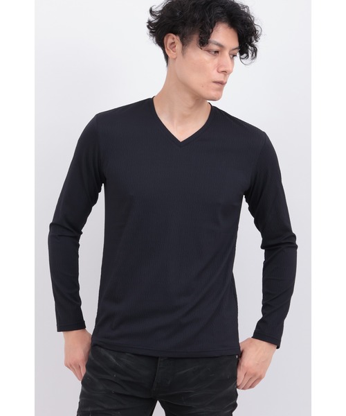 TORNADO MART(トルネードマート)の「ツイストグリッドJQVネック(Tシャツ/カットソー・メンズ・ブラック/ホワイト/ボルドー・MEDIUM/LARGE/LL/XXL)」の2枚目の写真