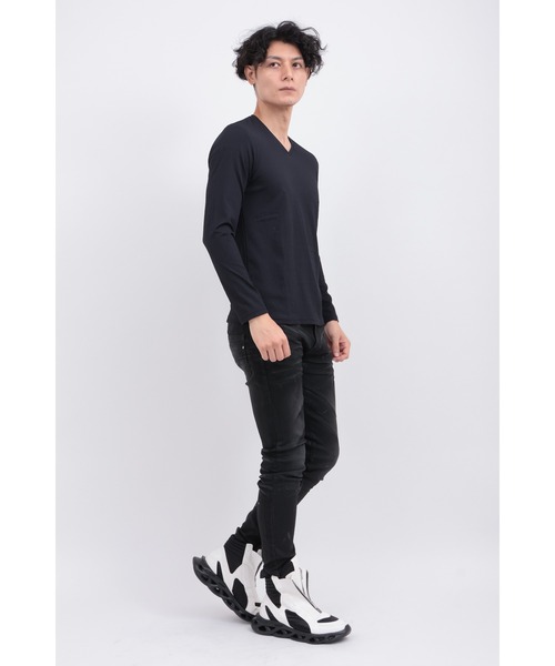 TORNADO MART(トルネードマート)の「ツイストグリッドJQVネック(Tシャツ/カットソー・メンズ・ブラック/ホワイト/ボルドー・MEDIUM/LARGE/LL/XXL)」の7枚目の写真