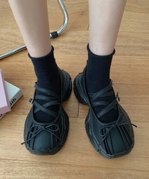おしゃれスタ（オシャレスタ）の「クロスストラップ×リボン厚底シューズ（その他シューズ）」