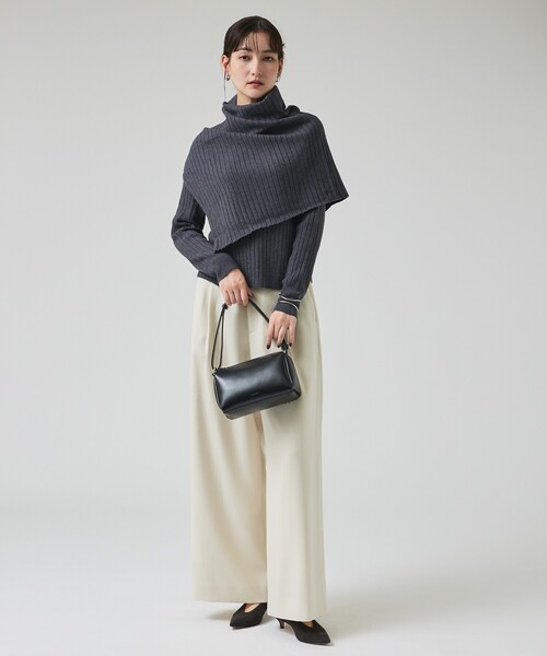 qualite（カリテ）の「ご好評につき再入荷！【新色追加！25AW】アシメスヌードリブニット/秋服/冬服/2WAY/スヌード取り外し可能（ニット/セーター・レディース・チャコールグレー/ライトブルー/オフホワイト/ブラウン系その他・フリー）」の9枚目の写真