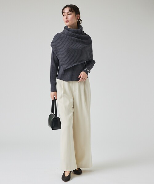qualite（カリテ）の「ご好評につき再入荷！【新色追加！25AW】アシメスヌードリブニット/秋服/冬服/2WAY/スヌード取り外し可能（ニット/セーター・レディース・チャコールグレー/ライトブルー/オフホワイト/ブラウン系その他・フリー）」の10枚目の写真