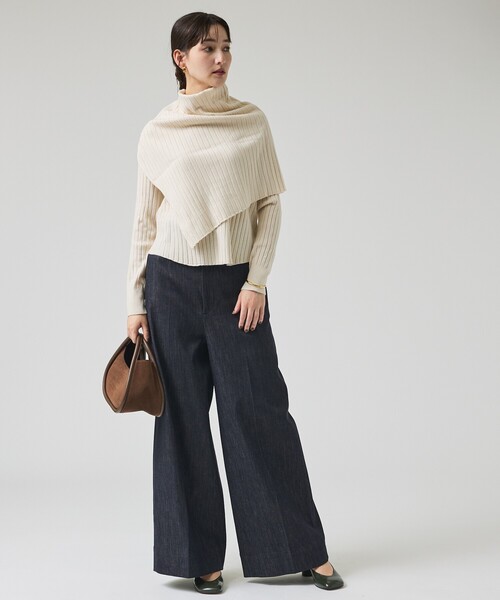 qualite（カリテ）の「ご好評につき再入荷！【新色追加！25AW】アシメスヌードリブニット/秋服/冬服/2WAY/スヌード取り外し可能（ニット/セーター・レディース・チャコールグレー/ライトブルー/オフホワイト/ブラウン系その他・フリー）」の11枚目の写真