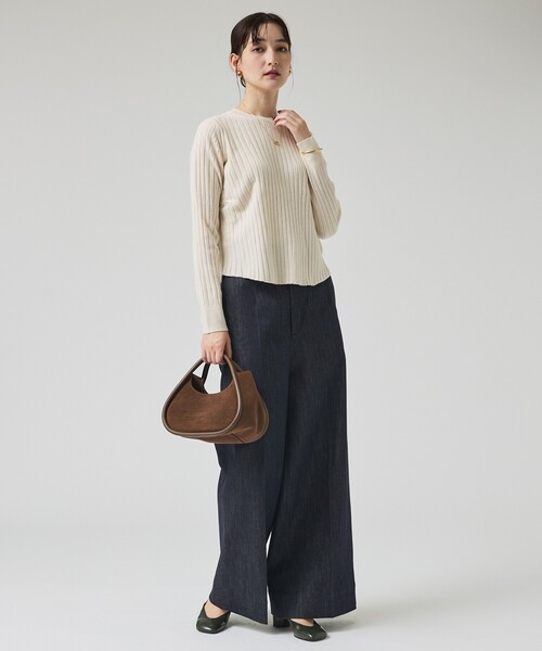 qualite（カリテ）の「ご好評につき再入荷！【新色追加！25AW】アシメスヌードリブニット/秋服/冬服/2WAY/スヌード取り外し可能（ニット/セーター・レディース・チャコールグレー/ライトブルー/オフホワイト/ブラウン系その他・フリー）」の13枚目の写真