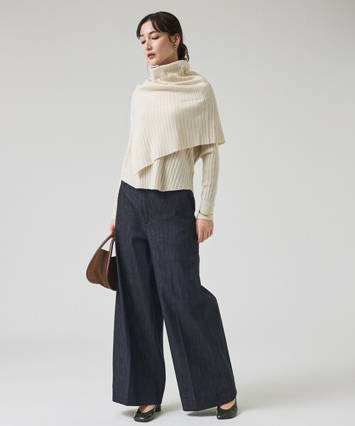 qualite（カリテ）の「ご好評につき再入荷！【新色追加！25AW】アシメスヌードリブニット/秋服/冬服/2WAY/スヌード取り外し可能（ニット/セーター・レディース・チャコールグレー/ライトブルー/オフホワイト/ブラウン系その他・フリー）」の14枚目の写真