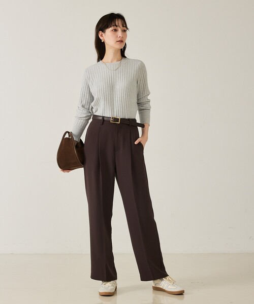 qualite（カリテ）の「ご好評につき再入荷！【新色追加！25AW】アシメスヌードリブニット/秋服/冬服/2WAY/スヌード取り外し可能（ニット/セーター・レディース・チャコールグレー/ライトブルー/オフホワイト/ブラウン系その他・フリー）」の16枚目の写真