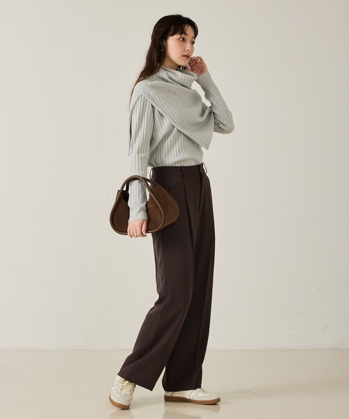 qualite（カリテ）の「ご好評につき再入荷！【新色追加！25AW】アシメスヌードリブニット/秋服/冬服/2WAY/スヌード取り外し可能（ニット/セーター・レディース・チャコールグレー/ライトブルー/オフホワイト/ブラウン系その他・フリー）」の18枚目の写真