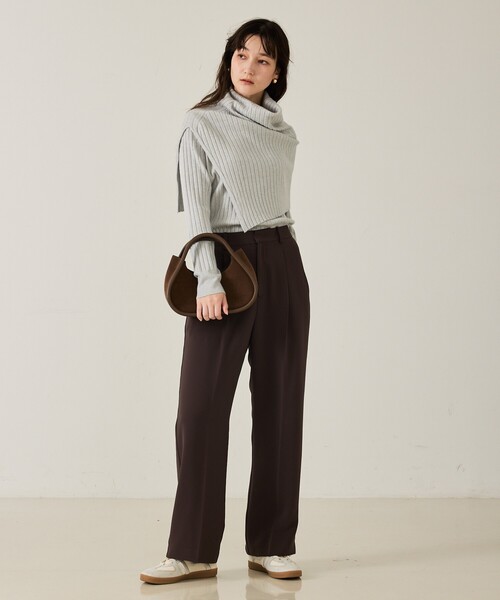 qualite（カリテ）の「ご好評につき再入荷！【新色追加！25AW】アシメスヌードリブニット/秋服/冬服/2WAY/スヌード取り外し可能（ニット/セーター・レディース・チャコールグレー/ライトブルー/オフホワイト/ブラウン系その他・フリー）」の19枚目の写真