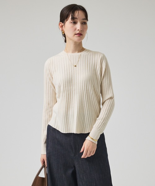qualite（カリテ）の「ご好評につき再入荷！【新色追加！25AW】アシメスヌードリブニット/秋服/冬服/2WAY/スヌード取り外し可能（ニット/セーター・レディース・チャコールグレー/ライトブルー/オフホワイト/ブラウン系その他・フリー）」の2枚目の写真